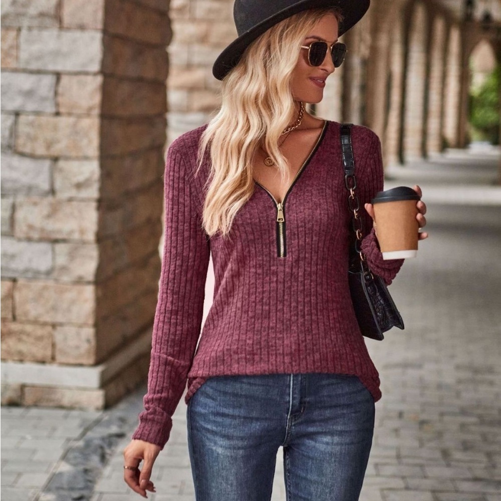 Every Day Chic Half-Zip Long Sleeve Top